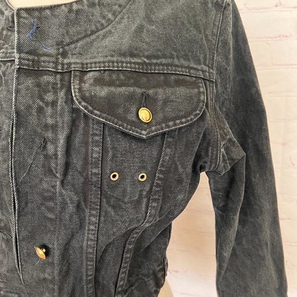 90's Jordache Gold Black Jean Crop Jacket - Size Small - Picture 4 of 10